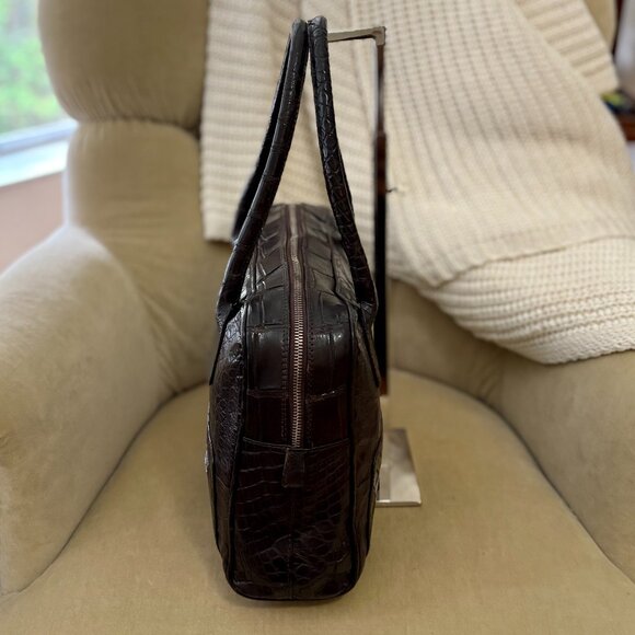 VTG Auth. TITTI DELL' ACQUA by MAXIMA Genuine Matte Alligator Satchel Laptop Bag - Picture 7 of 11